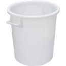 Tonneau, avec poignées, 50 l, Ø 455 x H 470 mm, convient pour aliments, résistant à la température, empilable, HDPE recyclable, blanc