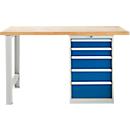 TOP-Werkbank, Werkbankschrank, 5 Schübe, Grundeinheit, 1500 mm breit 