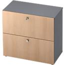 TOPAS LINE archiefkast, 2 dossierhoogtes, met volledig uittrekbare lade, grafiet/eiken decor