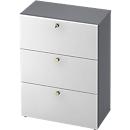 TOPAS LINE archiefkast, 3 dossierhoogtes, met volledig uittrekbare lade, grafiet/wit
