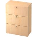 TOPAS LINE archiefkast, 3 dossierhoogtes, met volledig uittrekbare loper, ahorn decor/mapeldoorn decor