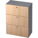 TOPAS LINE archiefkast, 3 dossierhoogtes, met volledig uittrekbare loper, grafiet/eiken decor