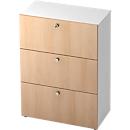 TOPAS LINE archiefkast, 3 dossierhoogtes, met volledig uittrekbare loper, wit eiken/decor