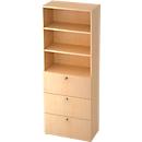 TOPAS LINE combination cabinet, 6 file heights, shelf and suspension filing system, maple decor/maple decor