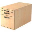 TOPAS LINE file cabinet on castors, 1 drawer, 1 suspension file pull-out tray, 1 pull-out utensil tray, P 800, maple/maple