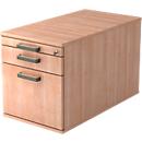 TOPAS LINE file cabinet on castors, 1 drawer, 1 suspension file pull-out tray, 1 pull-out utensil tray, P 800, walnut/walnut