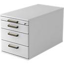 TOPAS LINE file cabinet on castors, 3 drawers, 1 pull-out utensil tray, lockable, light grey/light grey, P 800 mm