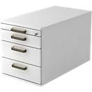 TOPAS LINE file cabinet on castors, 3 drawers, 1 pull-out utensil tray, lockable, white/white, P 800 mm