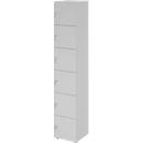 Topas Line lockerkast, 6 dossierhoogtes, 6 vakken, cilinderslot, B 400 x D 420 x H 2156 mm, grijs/grijs