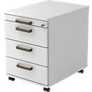 TOPAS LINE mobile file cabinet TOPAS LINE, 3 drawers, 1 pull-out utensil tray, lockable, white/white, D 580 mm