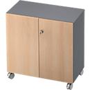 TOPAS LINE roller cabinet, 2 file heights, lockable doors, graphite/oak decor