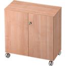 TOPAS LINE roller cabinet, 2 file heights, lockable doors, walnut decor/walnut decor