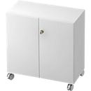 TOPAS LINE roller cabinet, 2 file heights, lockable doors, white/white