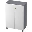 TOPAS LINE roller cabinet, 3 file heights, lockable doors, graphite/white