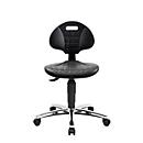 Topstar Arbeitsdrehstuhl TEC 25, Permanentkontaktmechanik, Muldensitz, Hartbodenrollen, PU-Schaum/Stahl-Fusskreuz, schwarz/chrom