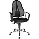Topstar bureaustoel Point Net, permanent contact, met armleuningen, verstelbare gazen rugleuning, zwart
