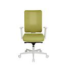 Topstar bureaustoel Sitness Life 50, met armleuningen, 3D-synchroonmechanisme, holle zit, netrugleuning, mosterd groen/wit