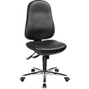 Topstar office chair SUPPORT SY, without armrests, synchronised mechanism, ergonomic seat, synthetic leather disinfectant-resistant, black/chrome silver