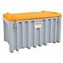 Transport- en platformbox CEMO CEMbox 400, polyetheen, 400 l, L 1200 x B 810 x H 750 mm, stapelbaar, kraan, grijs/oranje