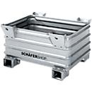 Transport- en stapelbakken Schäfer Shop Select B 1200 x D 800 x H 650 mm, thermisch verzinkt, draagvermogen tot 2000 kg, vorkkokers
