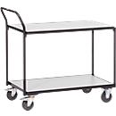 Transport trolley with ESD table, 980 x 520 x 1020 mm, 2 shelves