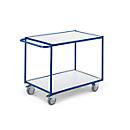 Transport trolley with ESD table top with horizontal push bows, 2 levels, 790 x 490 mm
