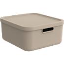 Transportbox Rotho Albula, Volumen 20 l, stapelbar, mit abnehmbarem Deckel und Grifflöchern, L 395 x B 355 x H 177 mm, Recycling-Kunststoff, braun