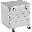 Transportwagen aus Aluminium, mit Deckel und Zylinderschloss, 229 l