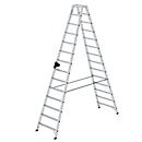 Trapladder, 2x14 treden, aluminium, nivello® ladderschoenen, ergo-pad® handgreep, veiligheidspal, tot 150 kg