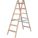 Trapladder Krause, dubbelzijdig, TRBS 2121-2, met emmerhaak, 2 x 7 stappen/longen, hout