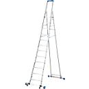 Trapladder, met 12 treden, aluminium, verrijdbaar met dwarssteun