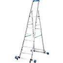 Trapladder, met 7 treden, aluminium, verrijdbaar met dwarssteun