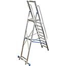 Trapladder, met groot platform, aluminium, met 10 treden