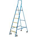 Trapladder, met wieltjes, 6 treden