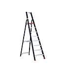Trapladder Professional Topline, eenzijdig, aluminium, 8 treden, zwart