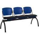 Traversenbank, 3-Sitzer, o. Tischpl., blau/schwarz