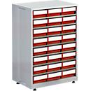 Treston cajonera 2440 carcasa gris, 24 cajones rojos, 7 estantes, 240 kg, hasta 336 sorts