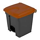 Tretabfalleimer Probbax, Volumen 30 l, mit Deckel, L 410 x B 398 x H 435 mm, Kunststoff, braun-dunkelgrau