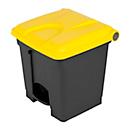 Tretabfalleimer Probbax, Volumen 30 l, mit Deckel, L 410 x B 398 x H 435 mm, Kunststoff, gelb-dunkelgrau