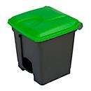 Tretabfalleimer Probbax, Volumen 30 l, mit Deckel, L 410 x B 398 x H 435 mm, Kunststoff, grün-dunkelgrau