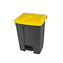 Tretabfalleimer Probbax, Volumen 70 l, mit Deckel, L 495 x B 412 x H 673 mm, Kunststoff, gelb-dunkelgrau