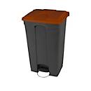 Tretabfalleimer Probbax, Volumen 90 l, mit Rollen und Deckel, L 500 x B 412 x H 820 mm, Kunststoff, braun-dunkelgrau