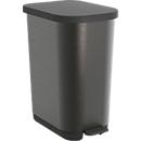 Treteimer Rotho Ribo, Volumen 35 l, mit Deckel und Inneneimer, L 400 x B 285 x H 513 mm, Recycling-Kunststoff, graphit