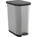 Treteimer Rotho Ribo, Volumen 35 l, mit Deckel und Inneneimer, L 400 x B 285 x H 513 mm, Recycling-Kunststoff, silber