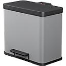 Tretmülleimer Hailo Öko Trio Plus L, 3 x 9 l, rechteckig, aus Stahlblech, hellgrau