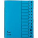 Trieur avec couverture de protection bene, format A4, 12 compartiments, bleu intense,