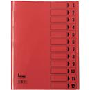 Trieur avec couverture de protection bene, format A4, 12 compartiments, rouge intense