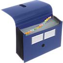 Trieur éventail FolderSys, 12 parties, format A4, avec fermeture velcro, bleu