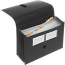 Trieur éventail FolderSys, 12 parties, format A4, avec fermeture velcro, noir