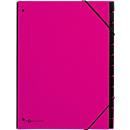 Trieur Trend PAGNA, pour format A4, carton, 12 compartiments, rose foncé